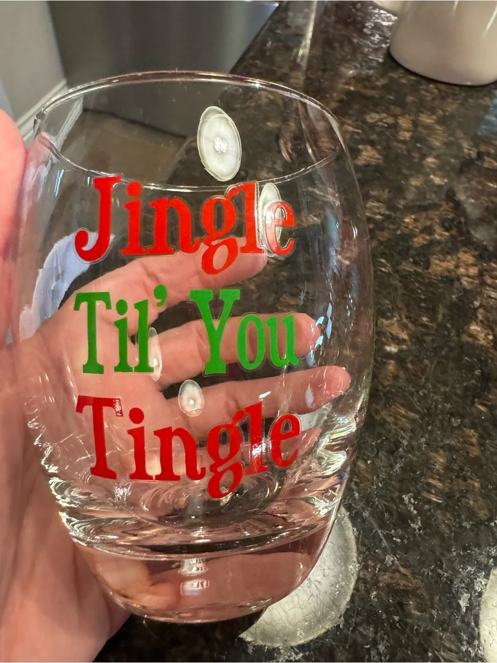 Stemless Christmas Wine Glass Jingle Til You Tingle Holiday Barware